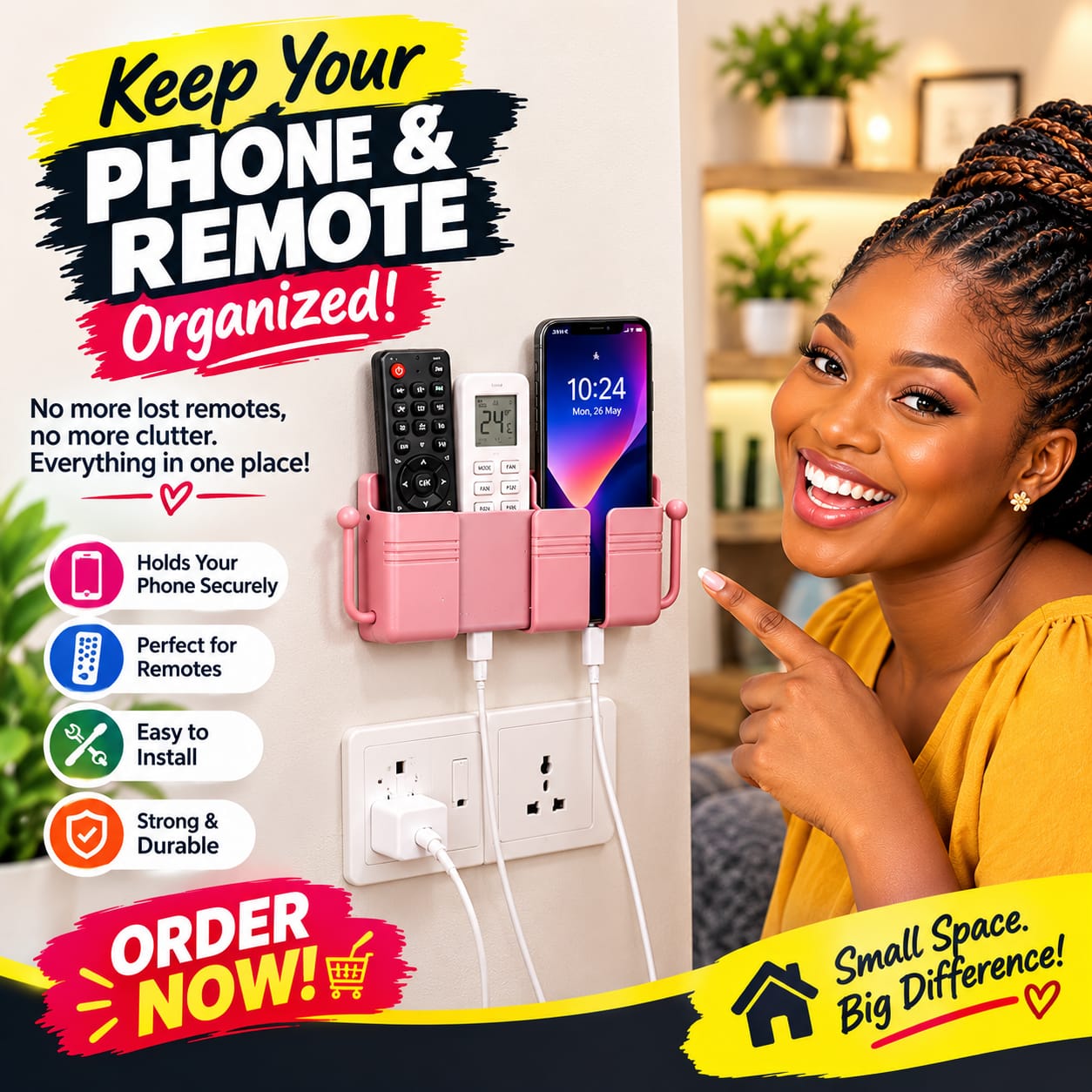 Multipurpose Wall Mounted Remote Holder