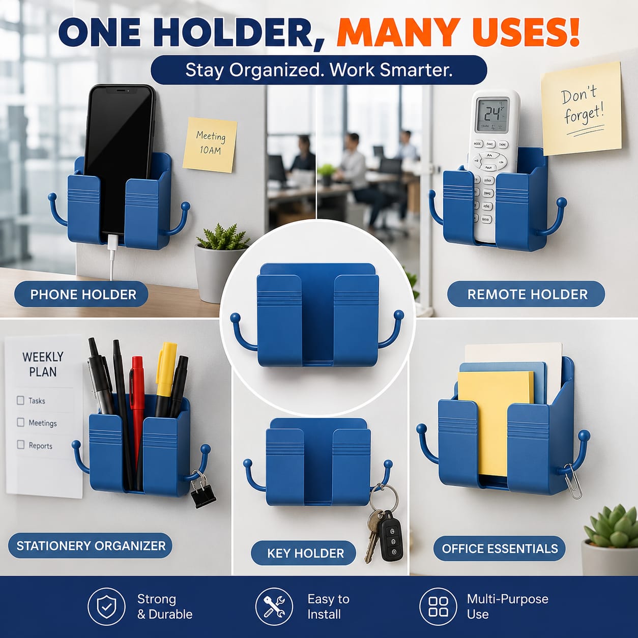 Wall Mounted Phone Holder and Home Organiser